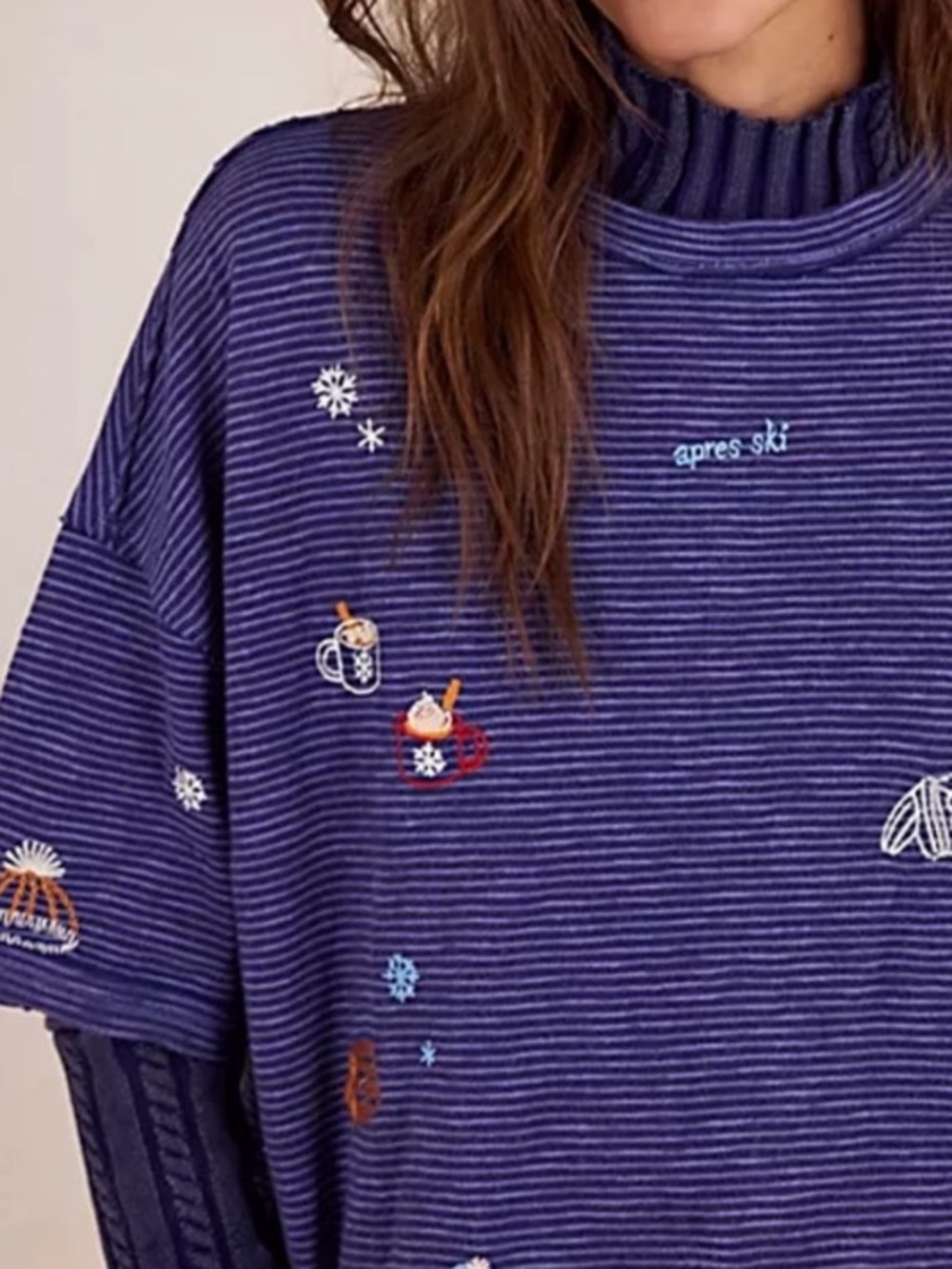NWOT Free People Embroidered Camp Tee Apres Ski We The Free - Picture 3 of 9